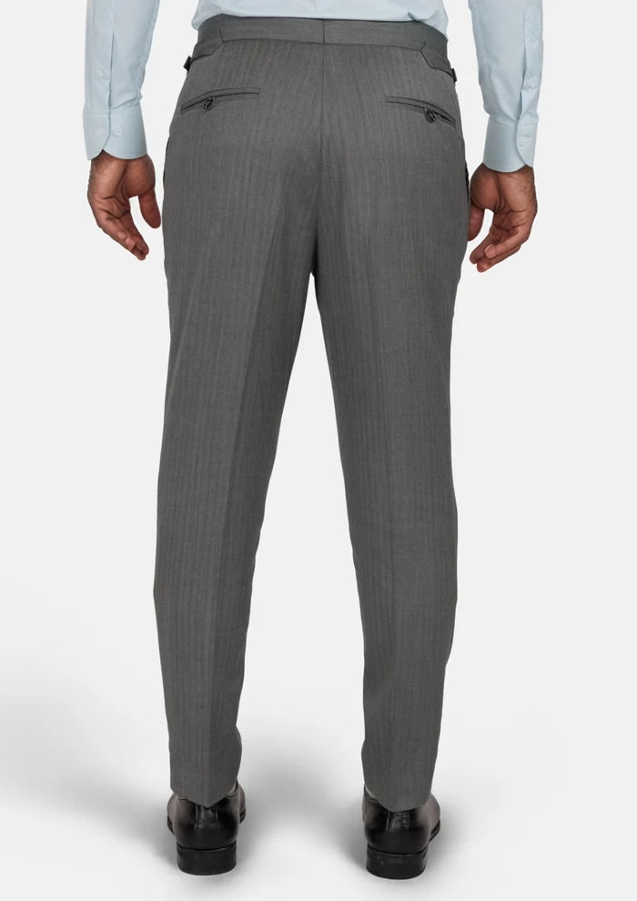 Mid Grey Herringbone Pants - SARTORO