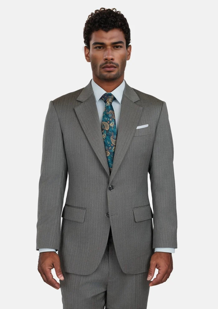 Mid Grey Herringbone Astor Suit - SARTORO