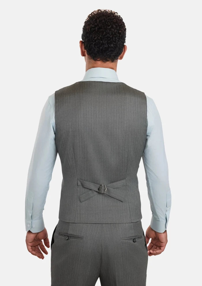 Mid Grey Herringbone Vest - SARTORO