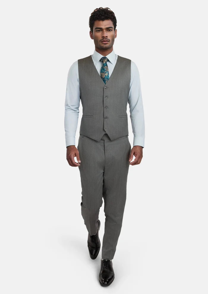 Mid Grey Herringbone Vest - SARTORO