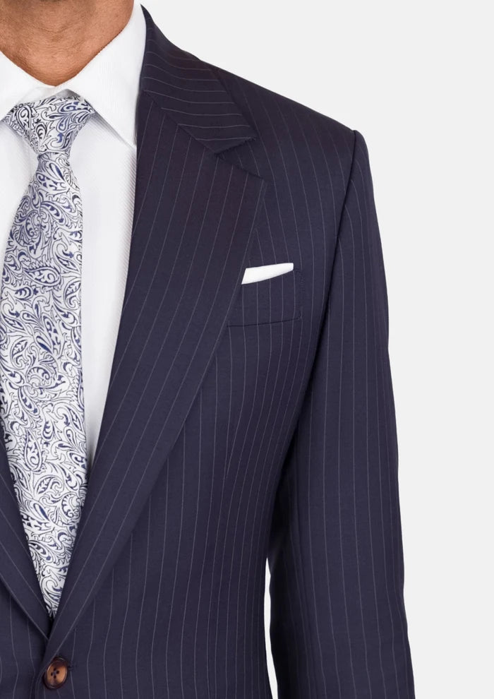 Midnight Blue Pinstripe Ellis Jacket - SARTORO