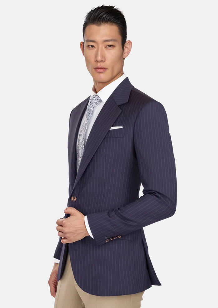 Midnight Blue Pinstripe Ellis Jacket - SARTORO