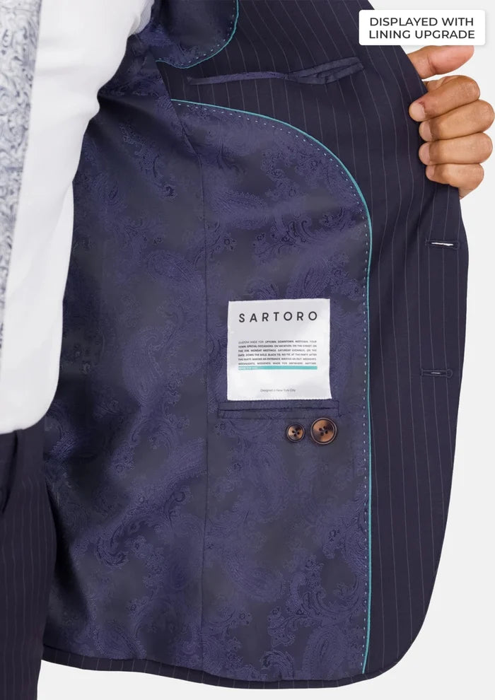 Midnight Blue Pinstripe Ellis Jacket - SARTORO
