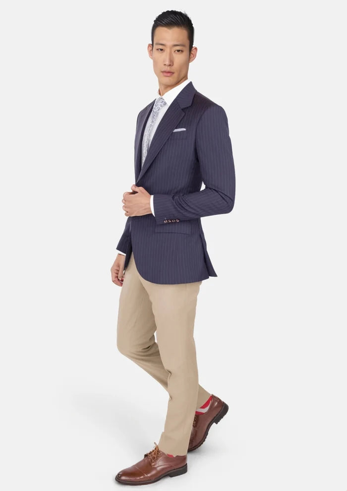 Midnight Blue Pinstripe Ellis Jacket - SARTORO
