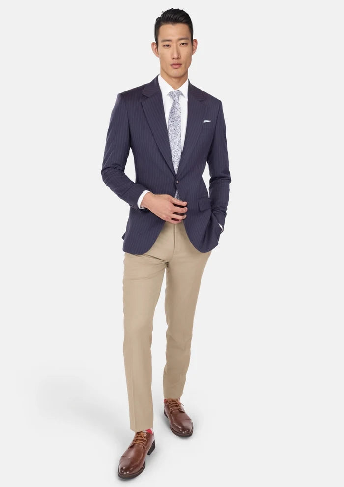 Midnight Blue Pinstripe Ellis Jacket - SARTORO