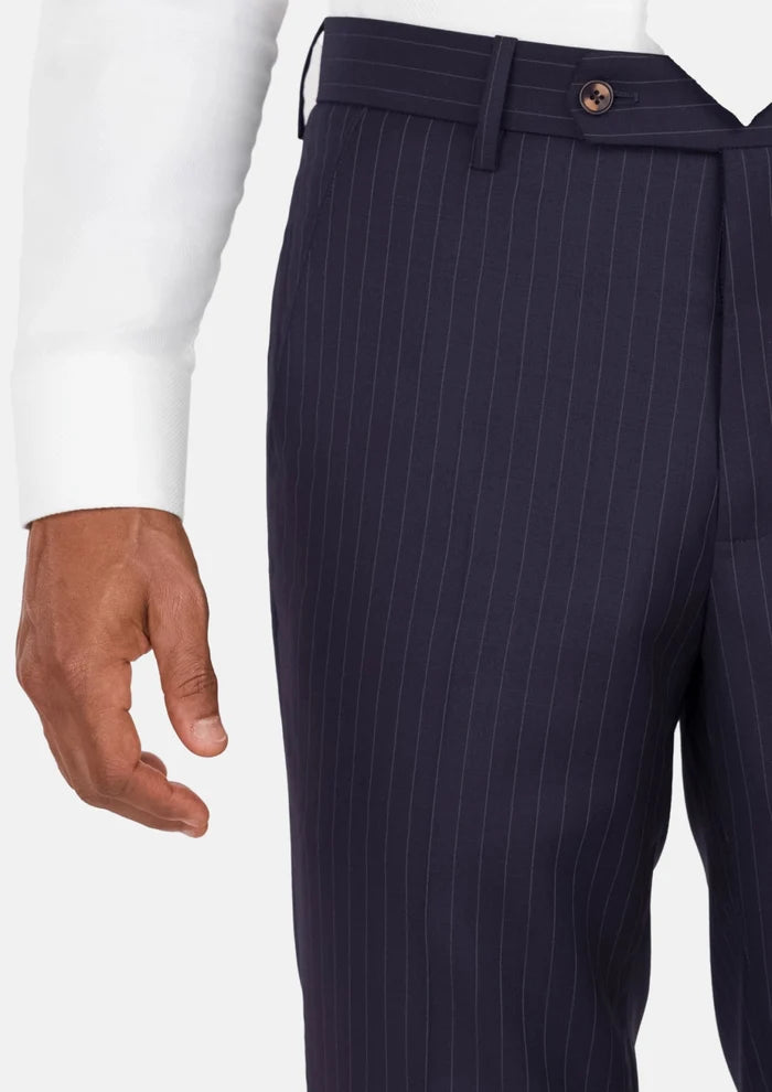 Midnight Blue Pinstripe Pants - SARTORO