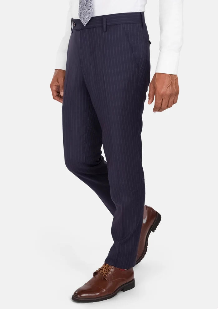 Midnight Blue Pinstripe Pants - SARTORO