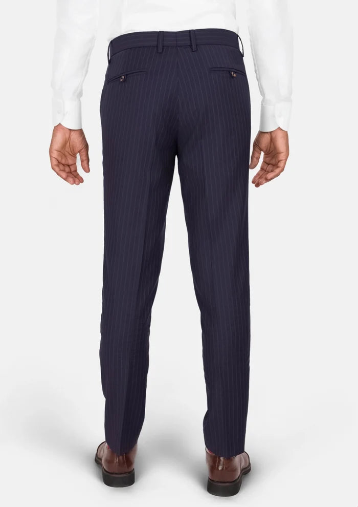 Midnight Blue Pinstripe Pants - SARTORO