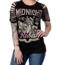 Midnight Dirge: Features:

Laser cut, dolman sleeve with an embellished midnight rider motorcycle graphic