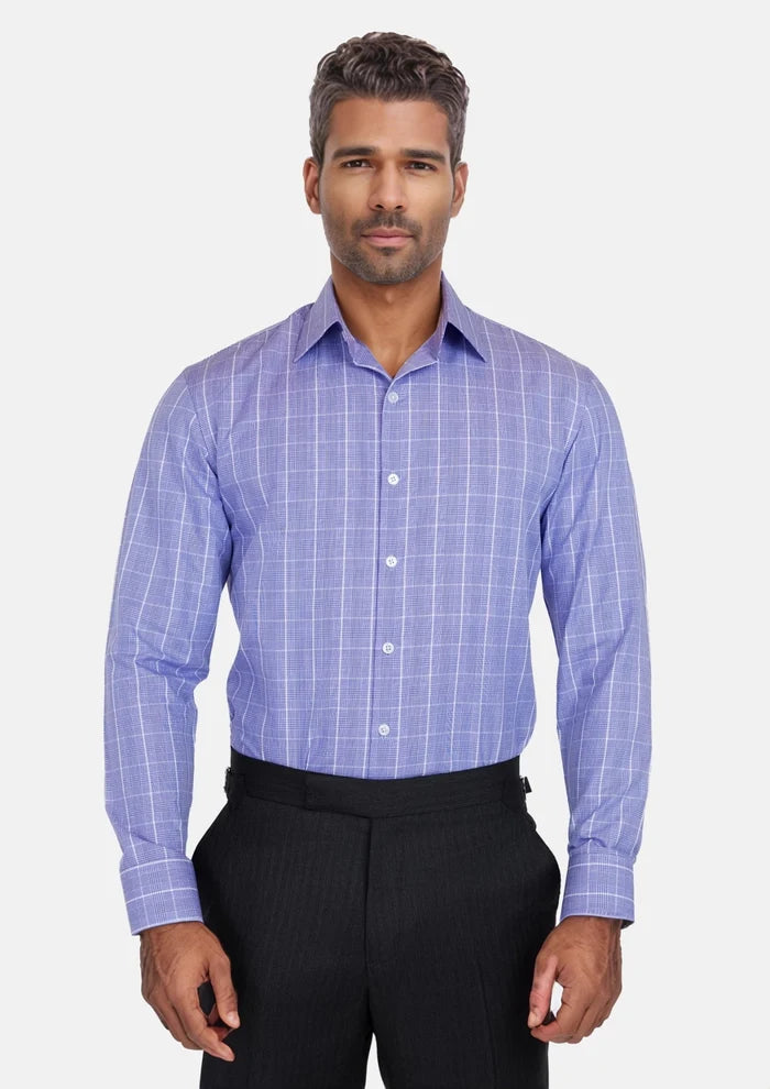 Periwinkle Prince of Wales Shirt - SARTORO