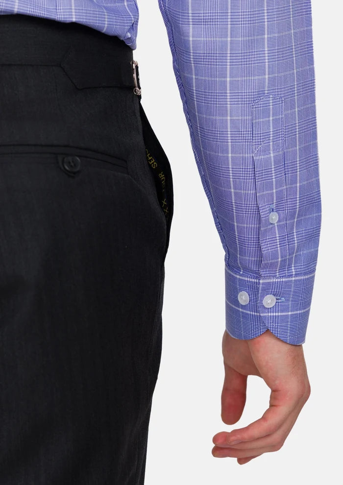 Periwinkle Prince of Wales Shirt - SARTORO
