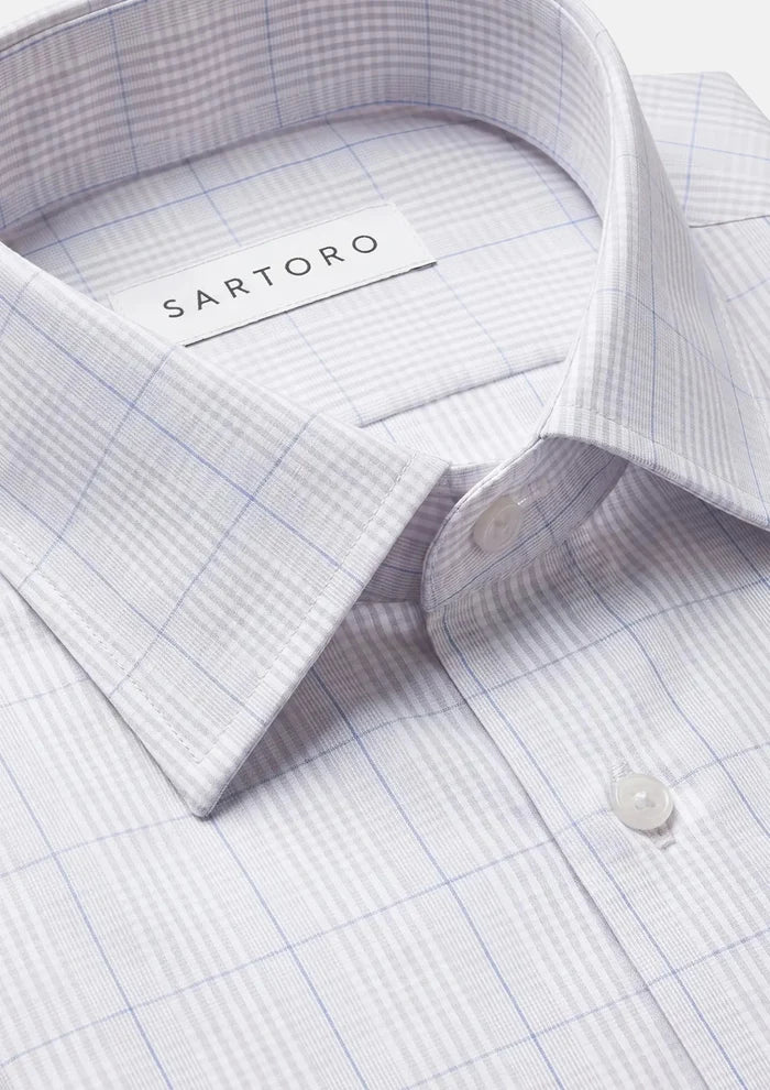 Mist Grey Glen Check Shirt - SARTORO