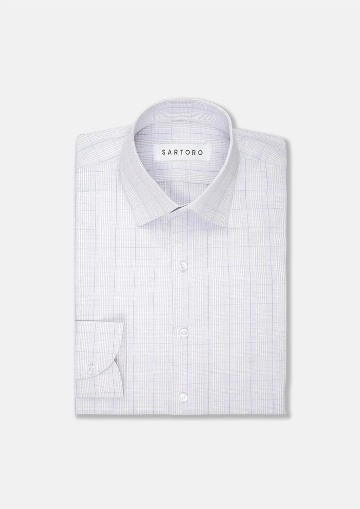Light Grey Blue Check Line Shirt - SARTORO