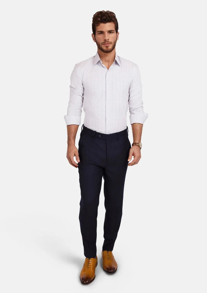 Light Grey Blue Check Line Shirt - SARTORO