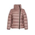 MONCLER TAUPE ASYMMETRICAL ZIPPER PUFFER JACKET WITH LOGO - SIZE 00 (XXS)