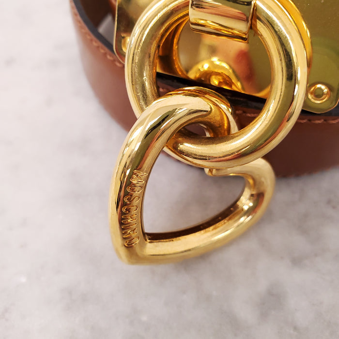 MOSCHINO BROWN VINTAGE BELT WITH HEART - SIZE S