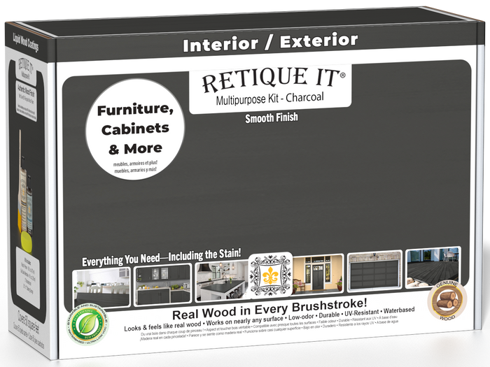 Retique It® Multipurpose Kit - Charcoal packaging featuring furniture, cabinets, and more.