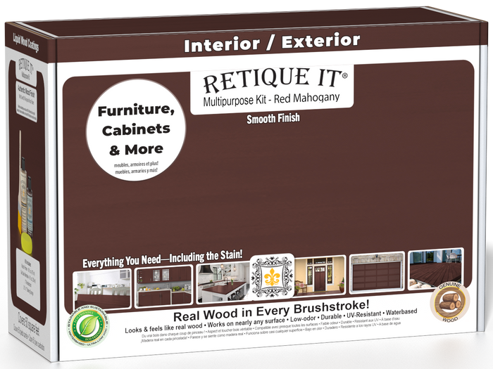 Retique It® Multipurpose Kit - Red Mahogany packaging featuring furniture, cabinets, and more.