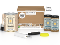 Retique It Multi-purpose Smooth Finish Kit in Pecan, large size, with four wood finish bottles and application tools.