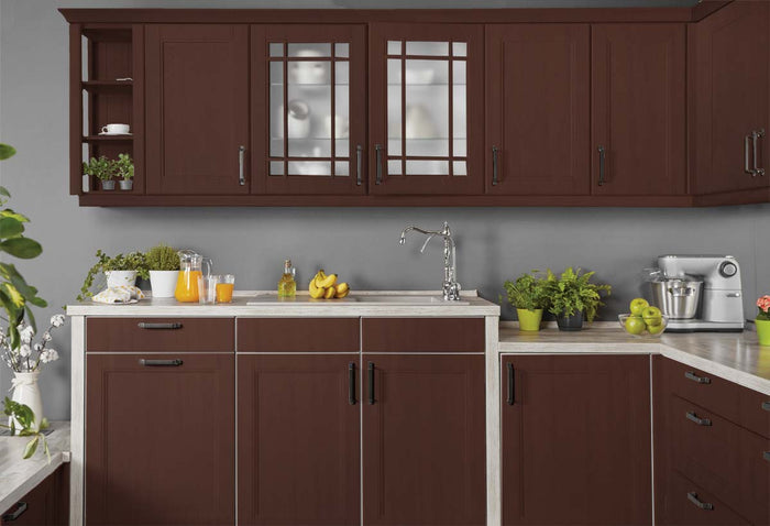 Retique It Multi-purpose Smooth Finish Kit in Red Mahogany for wood cabinets, showing four large wood finish applicator tools.