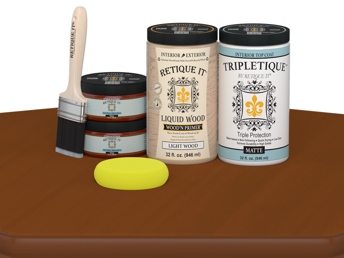 Large Cherry Multi-purpose Smooth Finish Kit by Retique It for interior wood projects, includes top coat in matte finish.