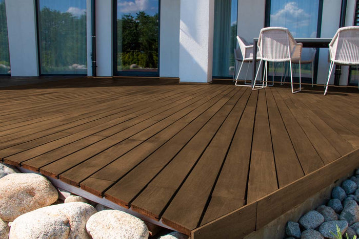 Retique It Multi-purpose Smooth Finish Kit Large in Dark Oak for exterior wood decking with matte top coat.