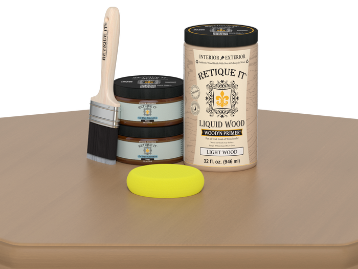 Large Pecan wood finish kit by Retique It featuring smooth, multi-purpose wood staining and finishing tools.