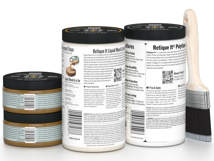 Large White Oak Multi-purpose Smooth Finish Kit by Retique It with exterior top coat in matte finish, for wood furniture and surfaces.