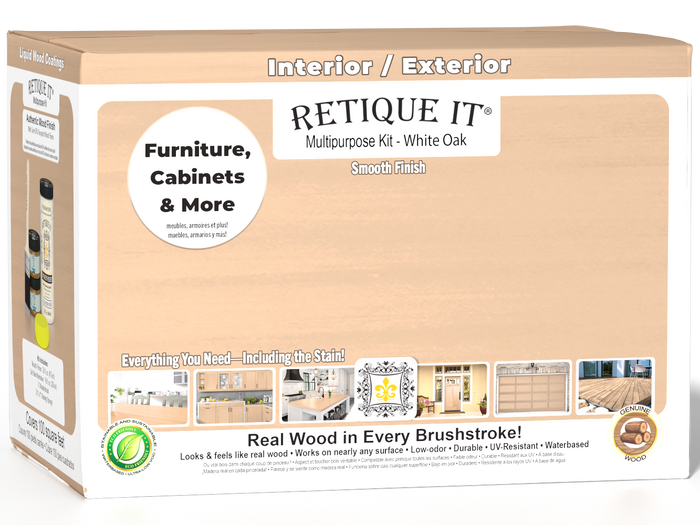 Large White Oak Multi-purpose Smooth Finish Kit from Wood'n Finish Kits by Retique It with exterior top coat in matte finish.