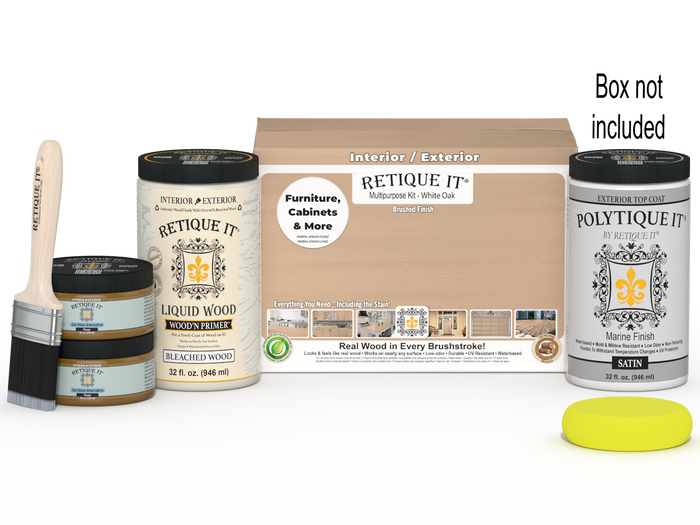 Large white oak exterior wood finish kit by Retique It featuring smooth finish and top coat in a multi-purpose wood finishing set.