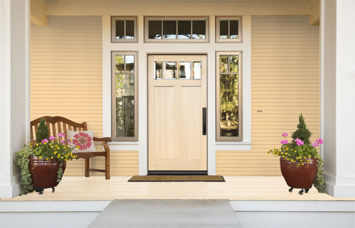 Retique It wood finish kit in white oak for exterior doors, featuring a smooth, matte top coat for a sleek, protective finish.
