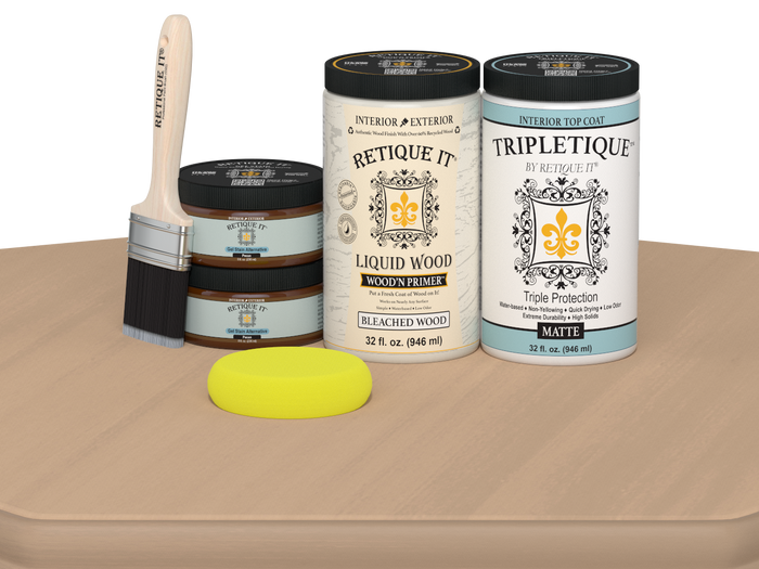 Retique It Large White Oak Multi-purpose Smooth Finish Kit for interior top coats, includes wood finishing tools and matte finish.