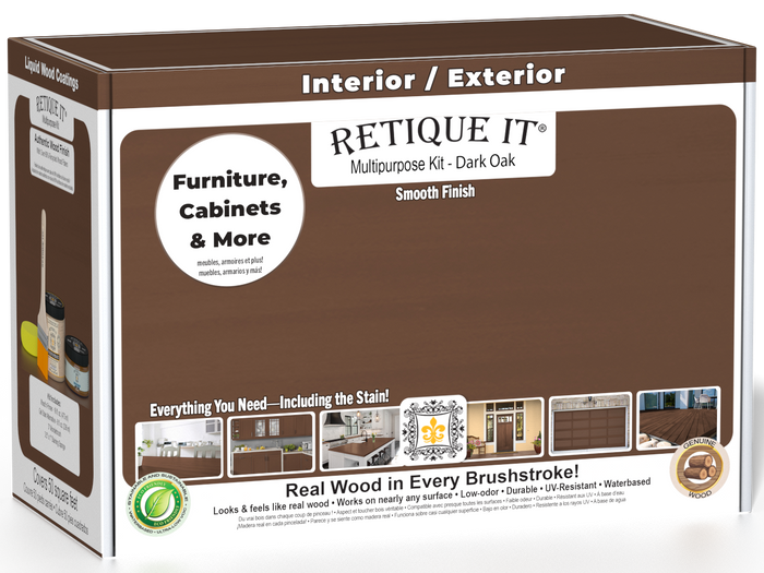 Retique It® Dark Oak Multipurpose Kit box for interior and exterior furniture, cabinets, and more, featuring a smooth real wood finish.