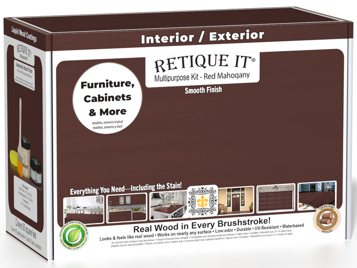 Retique It® Red Mahogany Multipurpose Kit box for interior and exterior furniture, cabinets, and more, featuring a smooth real wood finish.