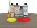 Retique It® Drift Wood Wood'n Kit with Matte TripleTique® includes a brush, Light Wood primer, Drift Wood stain, Weathered Wood Gel Stain Alternative, Matte TripleTique® top coat, a yellow sponge, and a red graining tool.