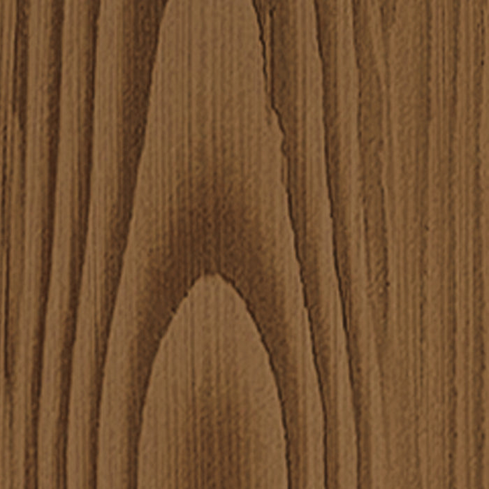 Rustic modern walnut wood grain swatch with warm brown tones, elongated cathedral grain patterns, and dark natural wood detail.