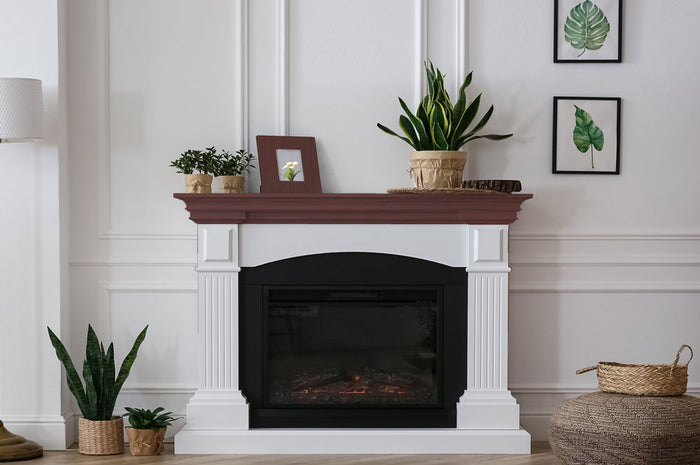 Retique It Wood'n Finish Kit in Red Mahogany for fireplace mantles, showcasing wood stain and finish application.