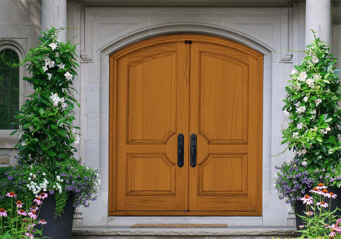 Retique It Wood'n Finish Kit (Large) in Cedar for wood projects, featuring a grained double front door with natural wood finish.