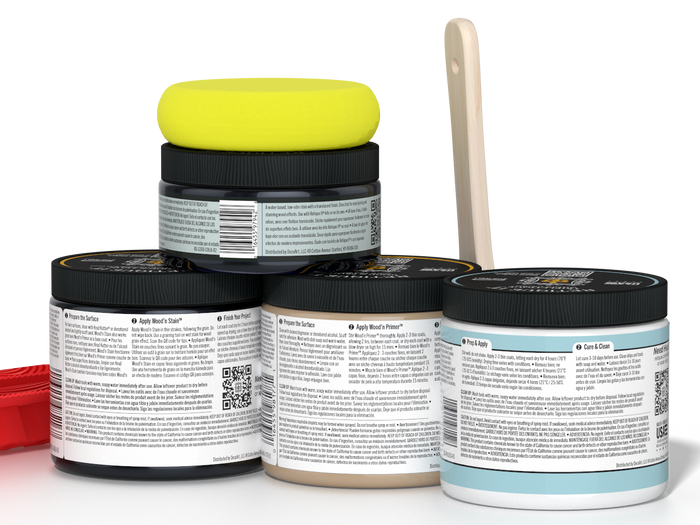 Back view of Retique It Wood'n Finish Kit Multi-purpose Wood'n Kit (Med) in Classic Black with interior top coat, showing product packaging.
