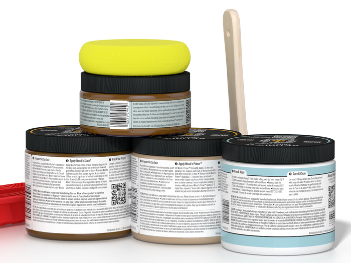Retique It Wood'n Kit in Dark Oak for interior top coat, showing the back of the Multi-purpose Wood'n Finish Kit.