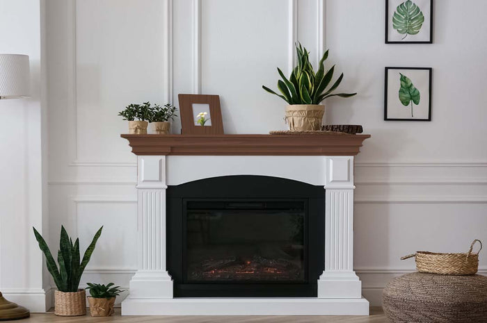 Retique It Wood'n Kit Java interior top coat applied to a fireplace mantel, showcasing the wood finish's smooth, rich Java color.