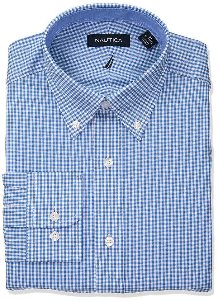 Nautica Camisa de Vestir con Cuello de botón de Ajuste clásico Camisa de Vestir para Hombre