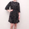 NEEDLE & THREAD BLACK DRESS WITH SILVER PATTERNED BEADING - SIZE 8