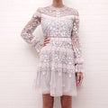 NEEDLE & THREAD GREY SEQUIN AND LACE DRESS - SIZE 6