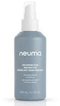 A 200 mL bottle of Neuma Neu Moisture Instant Fix hair moisturizer with a matte slate blue-gray body and a white pump dispenser, shown on a clean white background.