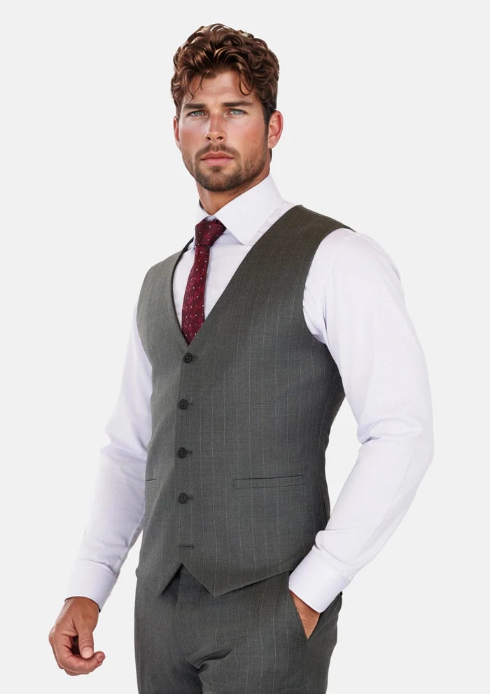 Nevada Grey Pinstripe Vest - SARTORO