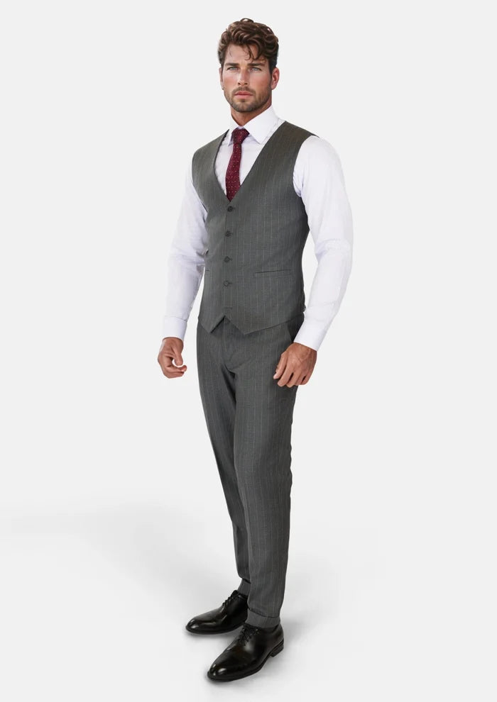 Nevada Grey Pinstripe Vest - SARTORO