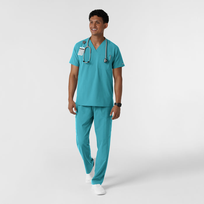 Nurtur Men's V-Neck Scrub Top - Teal Blue
