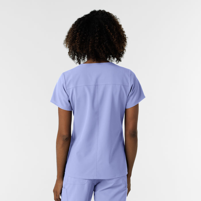 NURTUR Women's V-Neck Scrub Top Ceil Blue back view