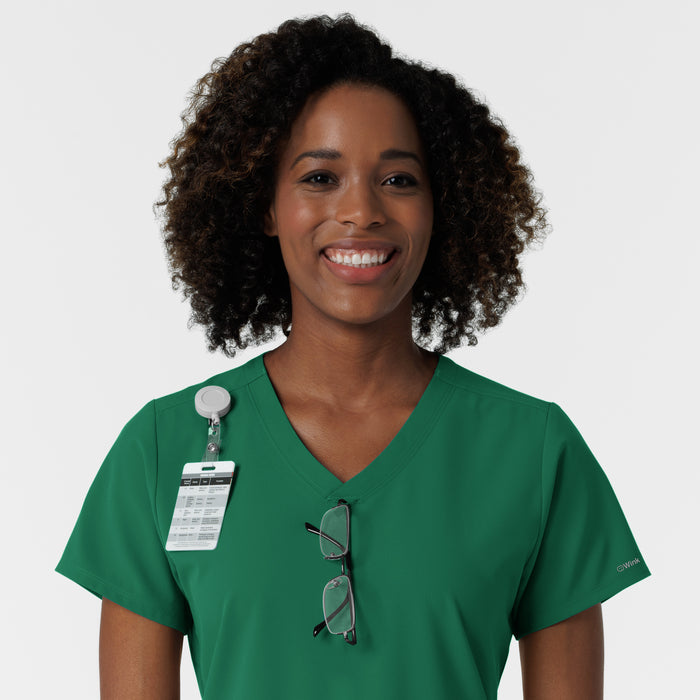 NURTUR Women's V-Neck Scrub Top Hunter side detail 2